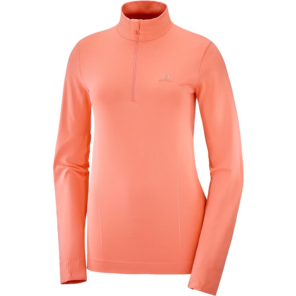 SALOMON COMET SEAMLESS HALF ZIP W Philippines - Women's Midlayers - Coral | 795246-IYL